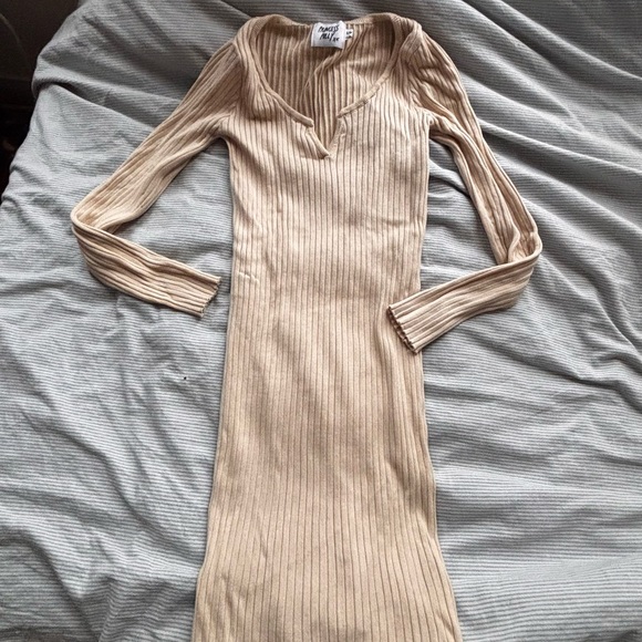 Princess Polly Beige Long Sleeve Knit Dress - Picture 2 of 10